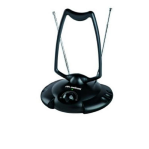 MELICONI AT 380 ANTENNA TV AMPLIFICATA PER INTERNI DIGITALE USB RICEZIONE SEGNALE DVB-T DVB-T HD DVB-T2 HEVC RADIO DAB+ BLACK